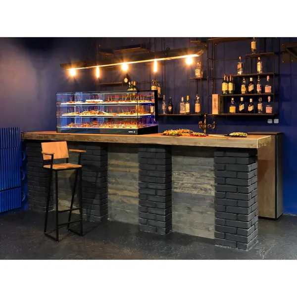 Tapasvitrine | LOGIC | Zwart | 4x 1/3 GN | +2°C/+6°C | Statisch | 3 Niveaus | Losse Koelunit (Inbouw) | 840x395x465(h)mm