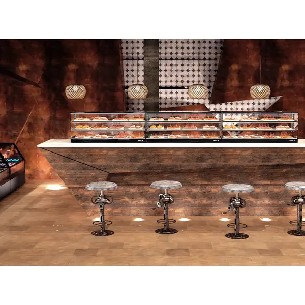 Tapasvitrine | LOGIC | Zwart | 4x 1/3 GN | +2°C/+6°C | Statisch | 3 Niveaus | Losse Koelunit (Inbouw) | 840x395x465(h)mm