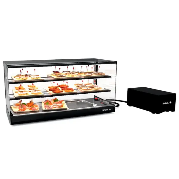 Tapasvitrine | LOGIC | Zwart | +2°C/+6°C | Statisch | 3 Niveaus | Losse Koelunit (Inbouw) | 840x395x465(h)mm