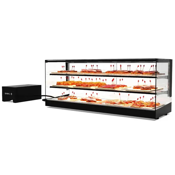 Tapasvitrine | LOGIC | Zwart | +2°C/+6°C | Statisch | 3 Niveaus | Losse Koelunit (Inbouw) | 1190x395x460(h)mm