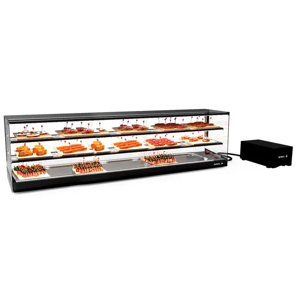 Tapasvitrine | LOGIC | Zwart | +2°C/+6°C | Statisch | 3 Niveaus | Losse Koelunit (Inbouw) | 1540x395x460(h)mm
