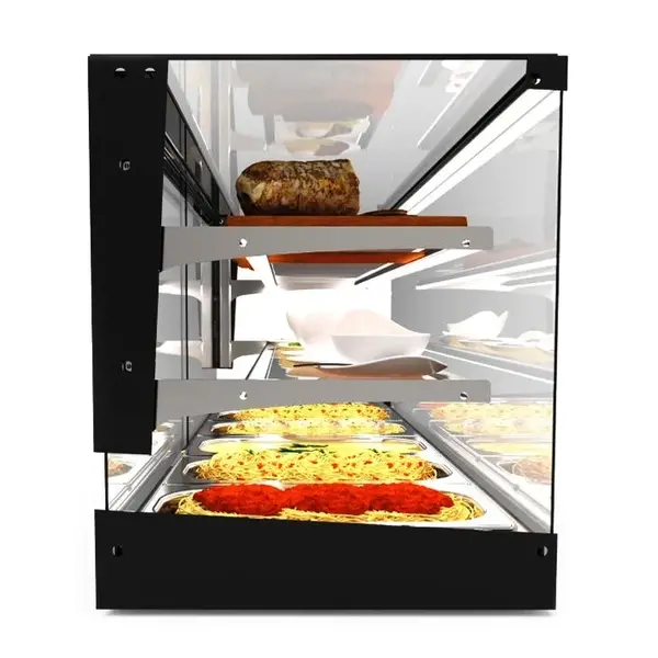 Tapasvitrine | LOGIC | Zwart | 4x 1/3 GN | +2°C/+6°C | Statisch | 3 Niveaus | Externe Koeling (Excl.) | 840x395x465(h)mm