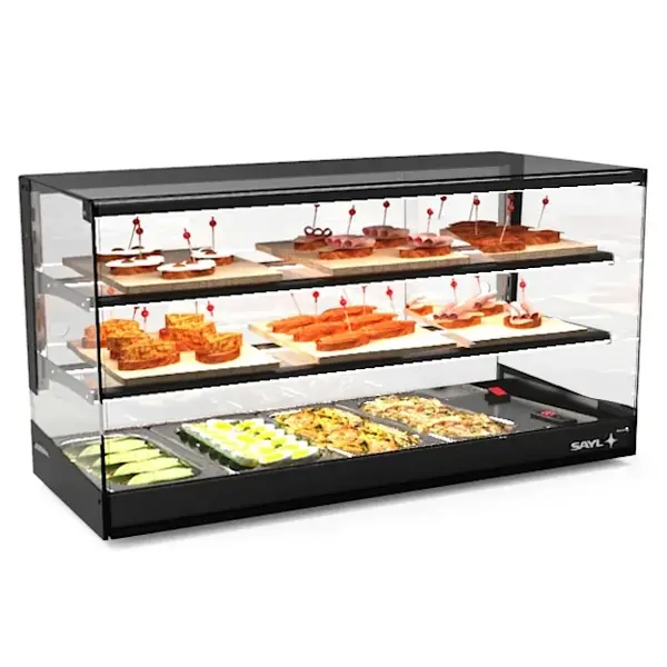 Tapasvitrine | LOGIC | Zwart | 4x 1/3 GN | +2°C/+6°C | Statisch | 3 Niveaus | Externe Koeling (Excl.) | 840x395x465(h)mm
