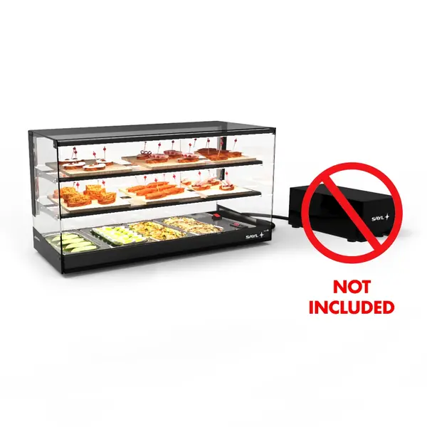 Tapasvitrine | LOGIC | Zwart | 4x 1/3 GN | +2°C/+6°C | Statisch | 3 Niveaus | Externe Koeling (Excl.) | 840x395x465(h)mm