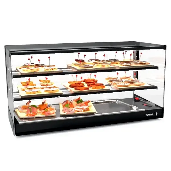 Tapasvitrine | LOGIC | Zwart | +2°C/+6°C | Statisch | 3 Niveaus | Externe Koeling (Excl.) | 840x395x465(h)mm