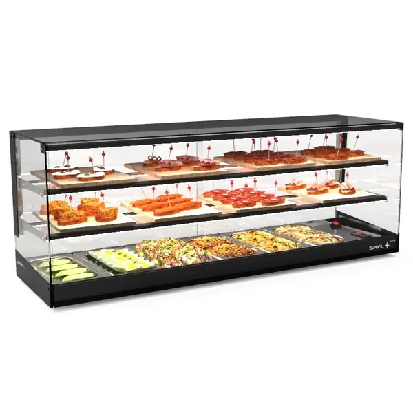 Tapasvitrine | LOGIC | Zwart | 6x 1/3 GN | +2°C/+6°C | Statisch | 3 Niveaus | Externe Koeling (Excl.) | 1190x395x465(h)mm