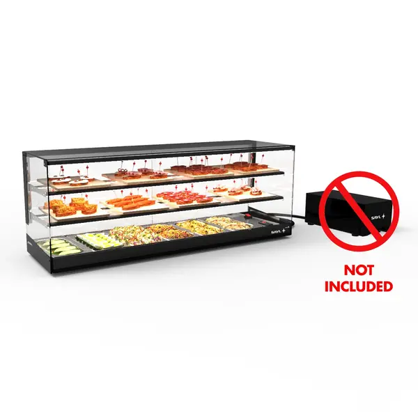 Tapasvitrine | LOGIC | Zwart | 6x 1/3 GN | +2°C/+6°C | Statisch | 3 Niveaus | Externe Koeling (Excl.) | 1190x395x465(h)mm