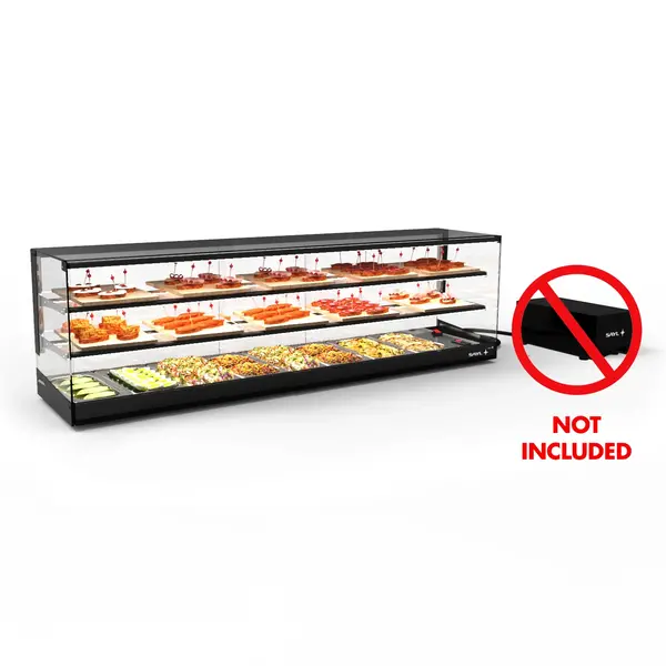 Tapasvitrine | LOGIC | Zwart | 8x 1/3 GN | +2°C/+6°C | Statisch | 3 Niveaus | Externe Koeling (Excl.) | 1540x395x465(h)mm