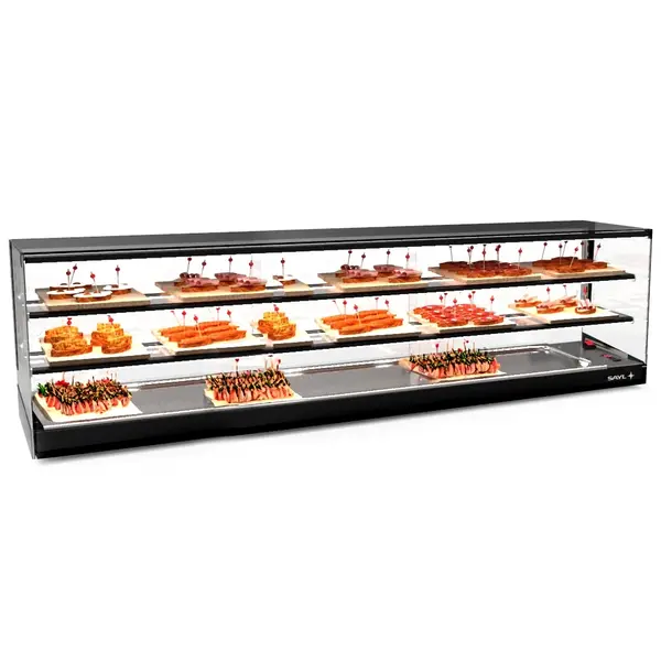 Tapasvitrine | LOGIC | Zwart | +2°C/+6°C | Statisch | 3 Niveaus | Externe Koeling (Excl.) | 1540x395x465(h)mm
