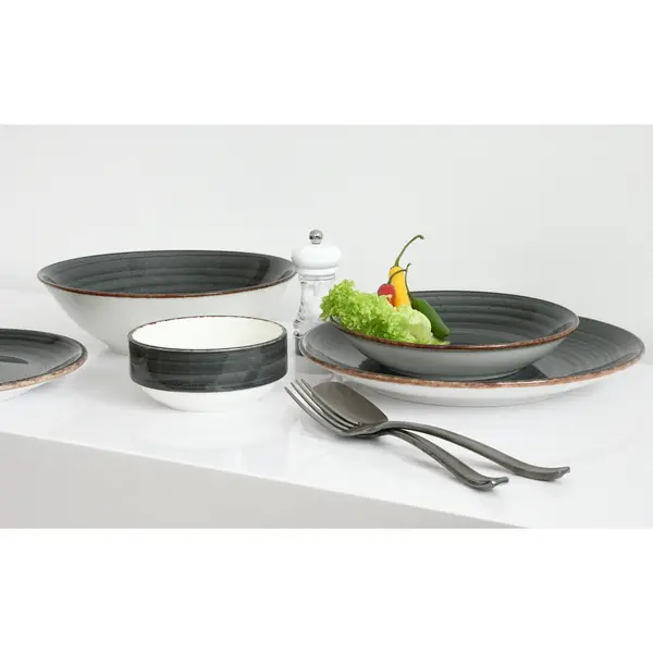 Diepe Borden | ENT ANTRACIET | Porselein | Antraciet | 12 Stuks | Ø200x40(h)mm