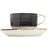 Gural Kopjes | ENT ANTRACIET | Porselein | Antraciet | 17cl | Incl. Schotels | 12 Stuks | Ø80x75(h)mm
