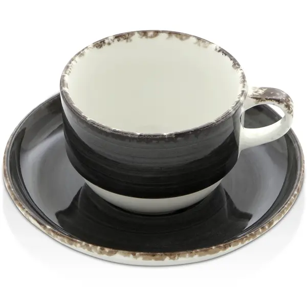 Kopjes | ENT ANTRACIET | Porselein | Antraciet | 17cl | Incl. Schotels | 12 Stuks | Ø80x75(h)mm