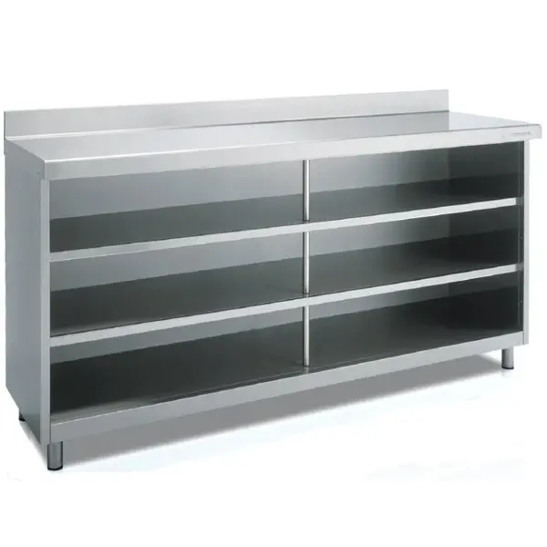 Werkbank | RVS | Open Vak | Diepte 350 | Hoogte 1040/1140 | Breedte 990-2020 | Achteropstand