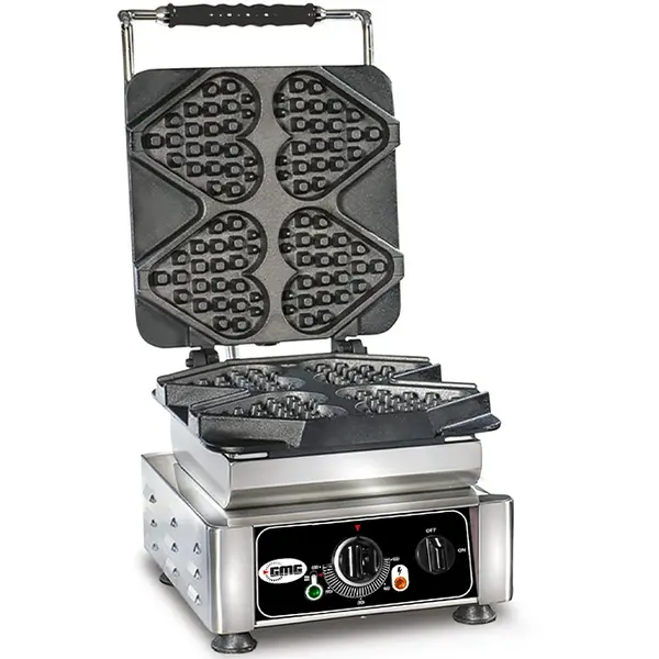 Wafelijzer | TIAMO | Enkel | Hartvormige Wafels (132x125x24mm) | 50°C/300°C | 2.2kW (230V) | Verwisselbare Wafelvorm | 300x440x320(h)mm