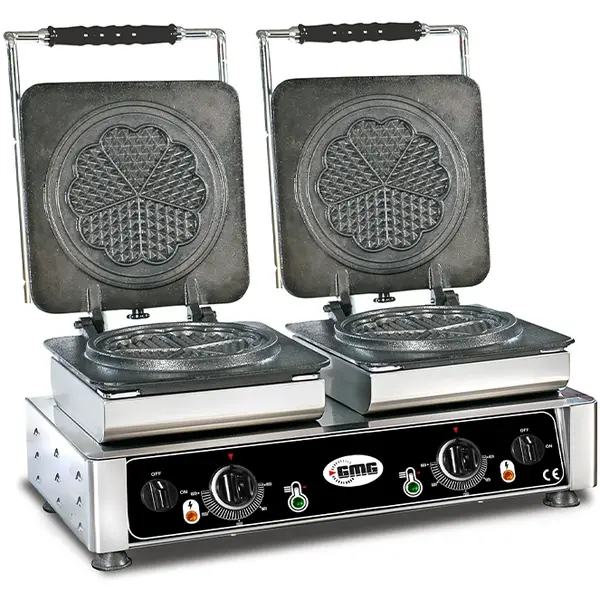 Wafelijzer | AMORE M | Dubbel | Hartvormige Wafels (Ø165mm) | 50°C/300°C | 4.4kW (2x 230V) | Verwisselbare Wafelvorm | 600x440x320(h)mm
