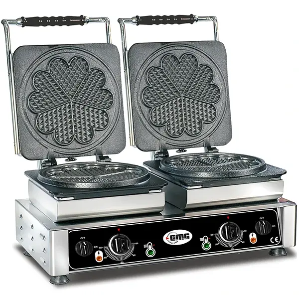 Wafelijzer | AMORE L | Dubbel | Hartvormige Wafels (Ø210mm) | 50°C/300°C | 4.4kW (2x 230V) | Verwisselbare Wafelvorm | 600x440x320(h)mm