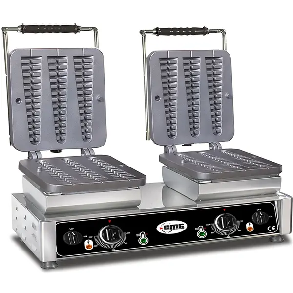 Wafelijzer | WAFFELINO | Dubbel | Lollypopwafels (230x60x24mm) | 50°C/300°C | 4.4kW (2x 230V) | Verwisselbare Wafelvorm | 600x440x320(h)mm