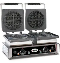 GMG Wafelijzer | AMERICAN | Dubbel | Ronde Wafels (Ø160mm) | 50°C/300°C | 4.4kW (2x 230V) | Verwisselbare Wafelvorm | 600x440x320(h)mm