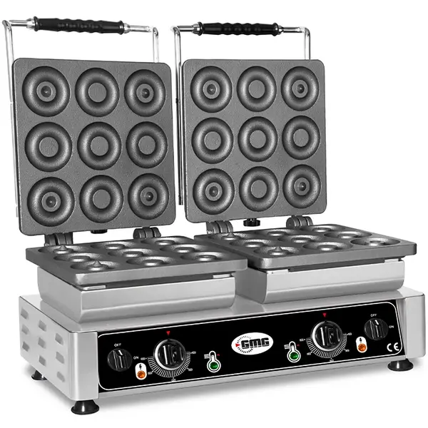 Donutijzer | DONATO | Dubbel | Mini Donuts (Ø80mm) | 50°C/300°C | 4.4kW (2x 230V) | Verwisselbare Wafelvorm | 600x440x320(h)mm