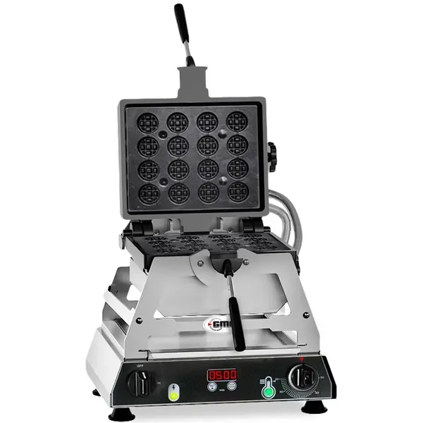 Wafelijzer | RONDO | Enkel | Mini Luikse Wafels | 50°C/300°C | 1.8kW (230V) | Draaibaar | Verwisselbare Wafelvorm | Timer | 490x400x450(h)mm