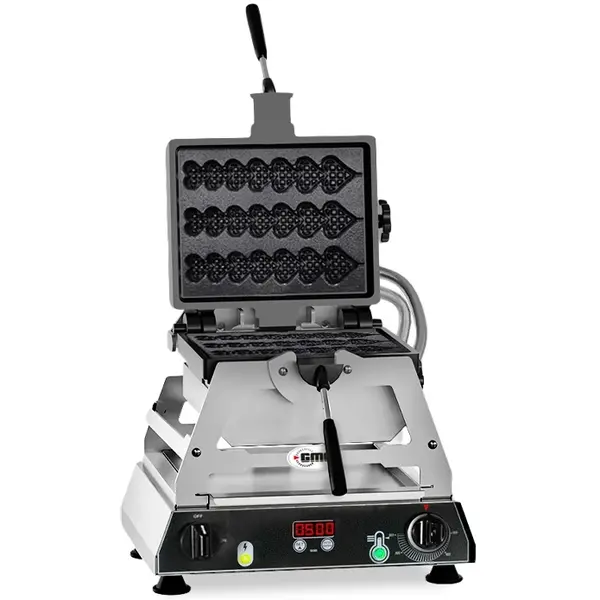 Wafelijzer | RONDO | Enkel | Lollypopwafels | 50°C/300°C | 1.8kW (230V) | Draaibaar | Verwisselbare Wafelvorm | Timer | 490x400x450(h)mm