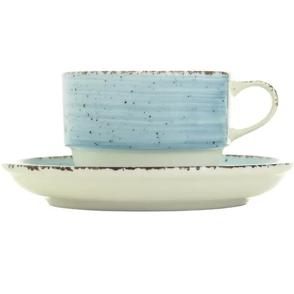 Kopjes | ENT BLAUW | Porselein | Pastelblauw | 17cl | Incl. Schotels | 12 Stuks | Ø80x75(h)mm