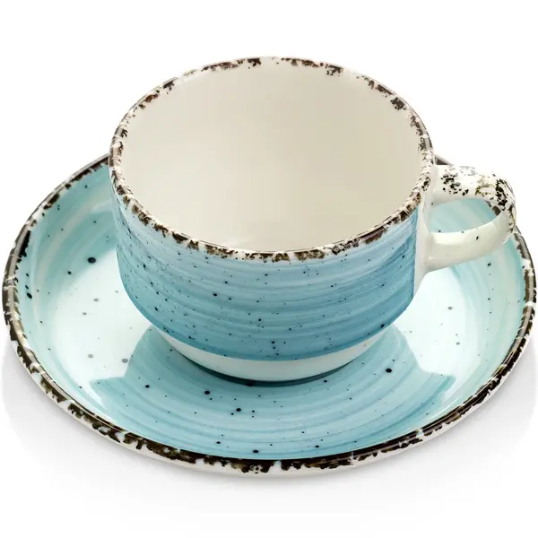 Kopjes | ENT BLAUW | Porselein | Pastelblauw | 17cl | Incl. Schotels | 12 Stuks | Ø80x75(h)mm