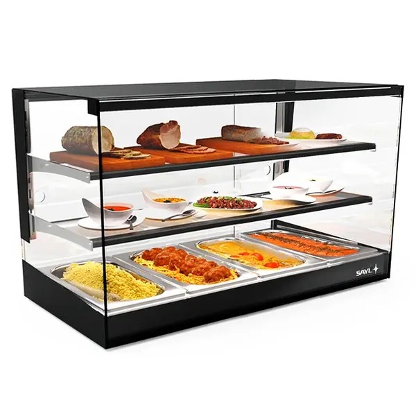 Verwarmde Tapasvitrine | LOGIC | Zwart | 4x 1/3 GN | ≤80°C | Bain-Marie | 3 Niveaus | 0.72kW (230V) | 840x395x460(h)mm