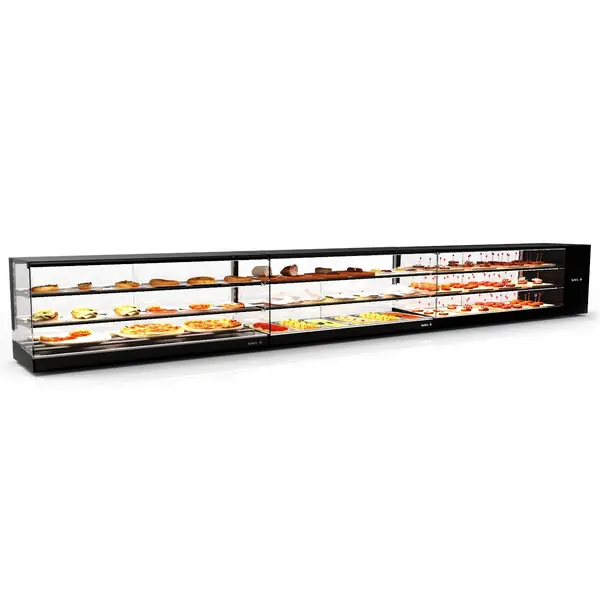 Verwarmde Tapasvitrine | LOGIC | Zwart | 6x 1/3 GN | ≤80°C | Bain-Marie | 3 Niveaus | 1.04kW (230V) | 1190x395x460(h)mm