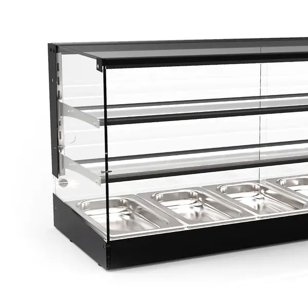 Verwarmde Tapasvitrine | LOGIC | Zwart | 6x 1/3 GN | ≤80°C | Bain-Marie | 3 Niveaus | 1.04kW (230V) | 1190x395x460(h)mm