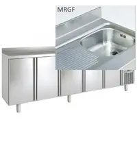 Coreco Koelwerkbank | 700 RANGE | 686L | 5 Deuren (1/1 GN) | -2°C/+8°C | Statisch + Ventilator | Temperatuuralarm | Achteropstand | Spoelbak | 2695x700x850/950(h)mm