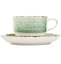 Gural Kopjes | ENT GROEN | Porselein | Saliegroen | 17cl | Incl. Schotels | 12 Stuks | Ø80x75(h)mm