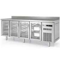 Coreco Koelwerkbank | 700 RANGE | 543L | 4 Glasdeuren (1/1 GN) | -2°C/+8°C | Geforceerd | Temperatuuralarm | Achteropstand | 2245x700x850/950(h)mm