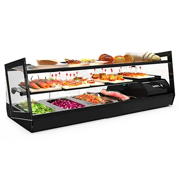 Tapasvitrine | KUBE | Zwart | 4x 1/3 GN | +2°C/+6°C | Statisch | 2 Niveaus | 970x395x360(h)mm