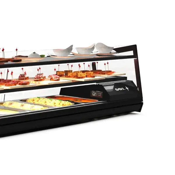 Tapasvitrine | KUBE | Zwart | 8x 1/3 GN | +2°C/+6°C | Statisch | 2 Niveaus | 1680x395x360(h)mm