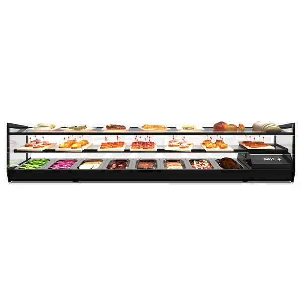 Tapasvitrine | KUBE | Zwart | 8x 1/3 GN | +2°C/+6°C | Statisch | 2 Niveaus | 1680x395x360(h)mm