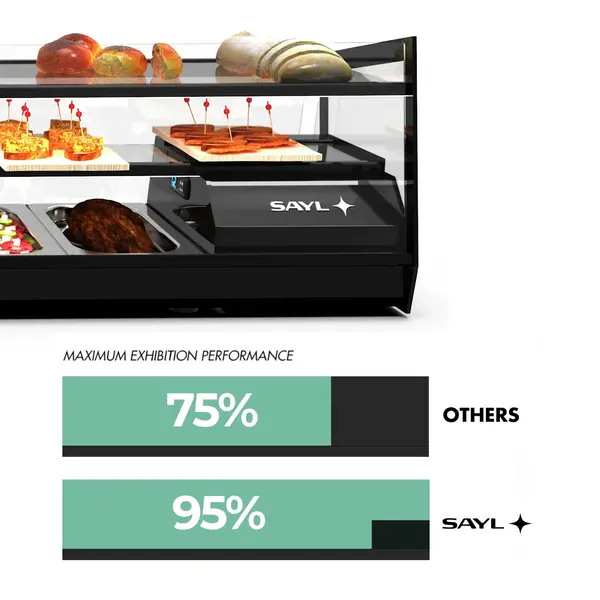 Tapasvitrine | KUBE | Zwart | +2°C/+6°C | Statisch | 2 Niveaus | 970x395x360(h)mm
