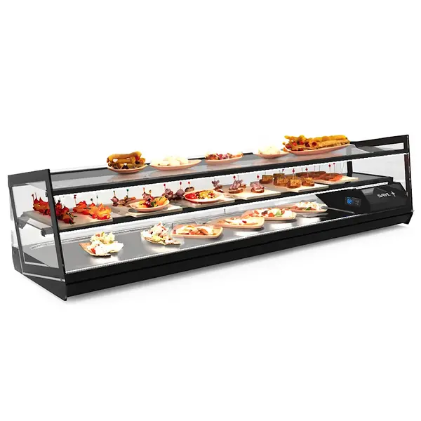 Tapasvitrine | KUBE | Zwart | +2°C/+6°C | Statisch | 2 Niveaus | 1320x395x360(h)mm