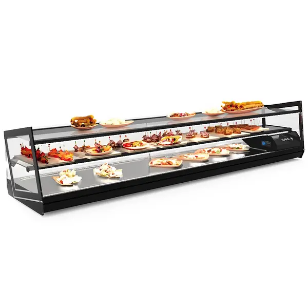 Tapasvitrine | KUBE | Zwart | +2°C/+6°C | Statisch | 2 Niveaus | 1680x395x360(h)mm