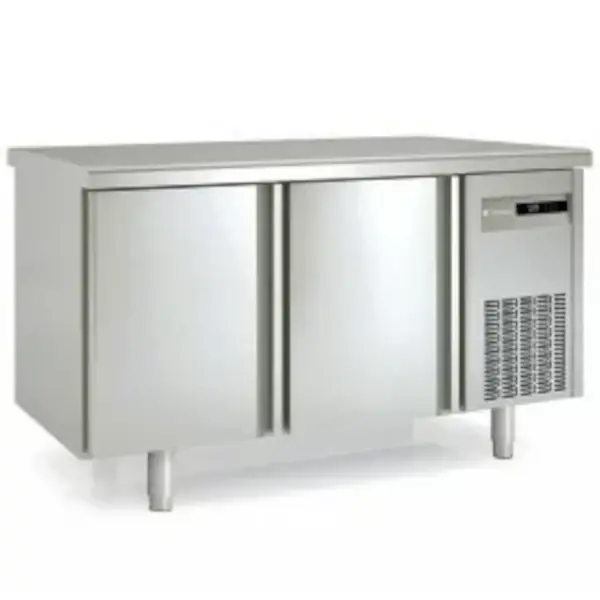 Doorgeef-Koelwerkbank | 700 RANGE | 255L | 2x 2 (Glas)Deuren (1/1 GN) | -2°C/+8°C | Statisch + Ventilator | Temperatuuralarm | 1345x700x850(h)mm