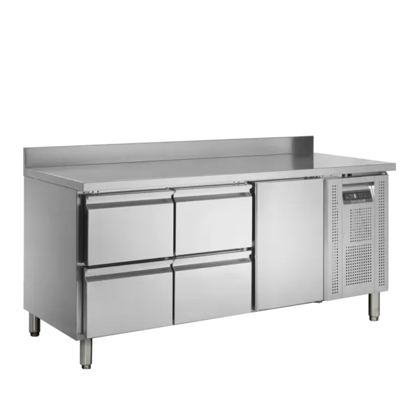 Koelwerkbank | 417L | 1 Deur + 4 Laden (1/1 GN) | -2°C/+10°C | Geforceerd | Achteropstand | Werkblad Afneembaar | 1795x700x960(h)mm