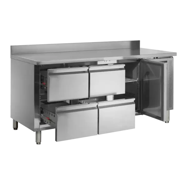 Koelwerkbank | 417L | 1 Deur + 4 Laden (1/1 GN) | -2°C/+10°C | Geforceerd | Achteropstand | Werkblad Afneembaar | 1795x700x960(h)mm