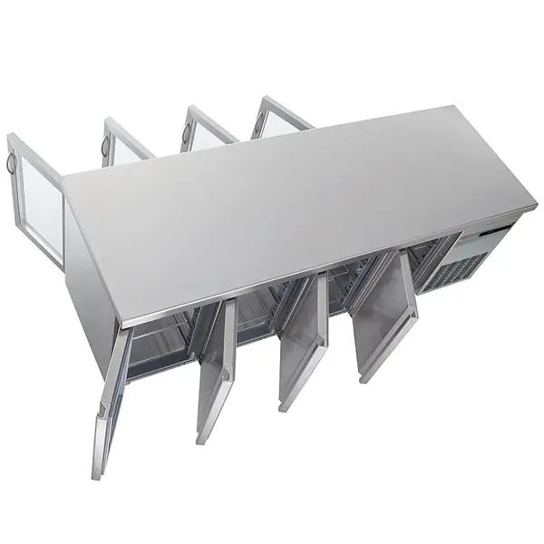 Doorgeef-Koelwerkbank | 700 RANGE | 543L | 2x 4 (Glas)Deuren (1/1 GN) | -2°C/+8°C | Geforceerd | Temperatuuralarm | 2245x700x850(h)mm