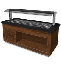 Saro Verwarmd Buffet | PREMIUM LINE | Hout/Graniet | 5x 1/1 GN | 30°C/90°C | Statisch | Verlichte Kap | Wielen | 2000x880x1350(h)mm