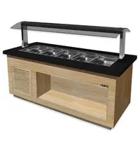 Saro Verwarmd Buffet | PREMIUM LINE | Hout/Graniet | 5x 1/1 GN | 30°C/90°C | Statisch | Verlichte Kap | Wielen | 2000x880x1350(h)mm