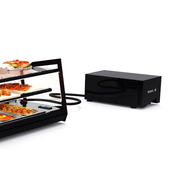 Tapasvitrine | KUBE | Zwart | 4x 1/3 GN | +2°C/+6°C | Statisch | 2 Niveaus | Losse Koelunit (Inbouw) | 850x385x360(h)mm