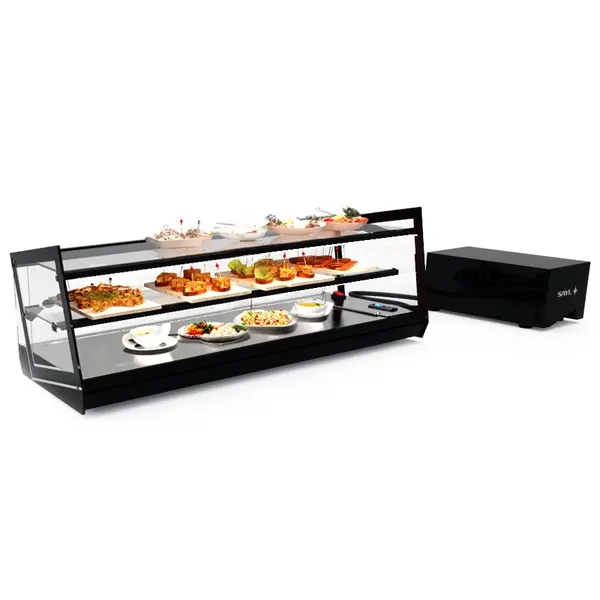 Tapasvitrine | KUBE | Zwart | +2°C/+6°C | Statisch | 2 Niveaus | Losse Koelunit (Inbouw) | 850x385x360(h)mm