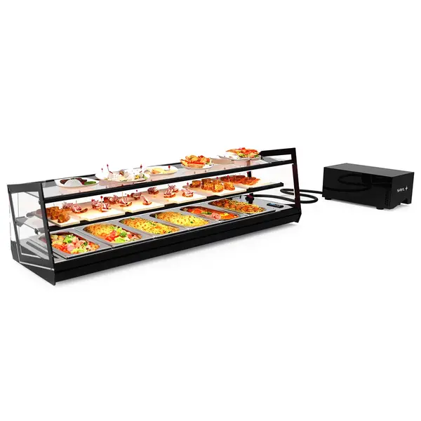 Tapasvitrine | KUBE | Zwart | 6x 1/3 GN | +2°C/+6°C | Statisch | 2 Niveaus | Losse Koelunit (Inbouw) | 1175x385x360(h)mm