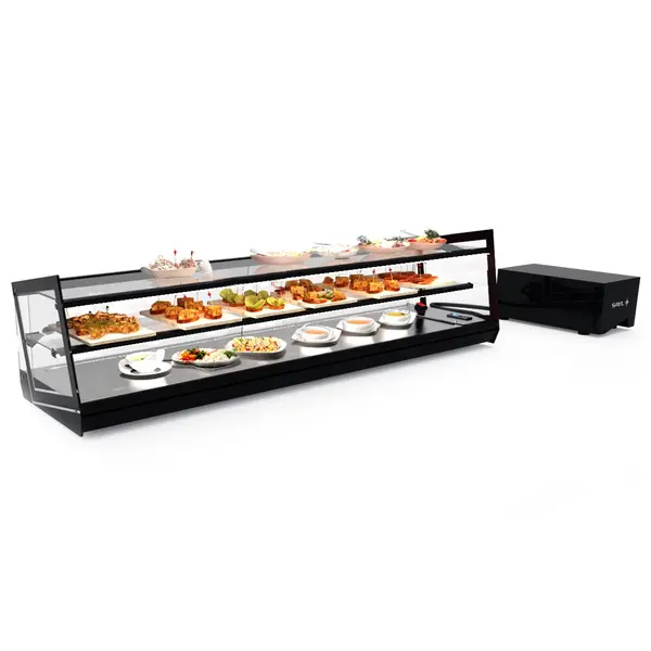 Tapasvitrine | KUBE | Zwart | +2°C/+6°C | Statisch | 2 Niveaus | Losse Koelunit (Inbouw) | 1175x385x360(h)mm
