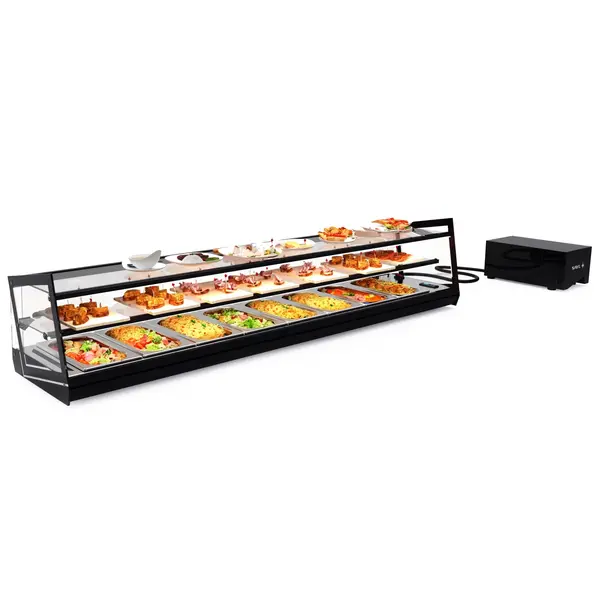 Tapasvitrine | KUBE | Zwart | 8x 1/3 GN | +2°C/+6°C | Statisch | 2 Niveaus | Losse Koelunit (Inbouw) | 1540x385x360(h)mm